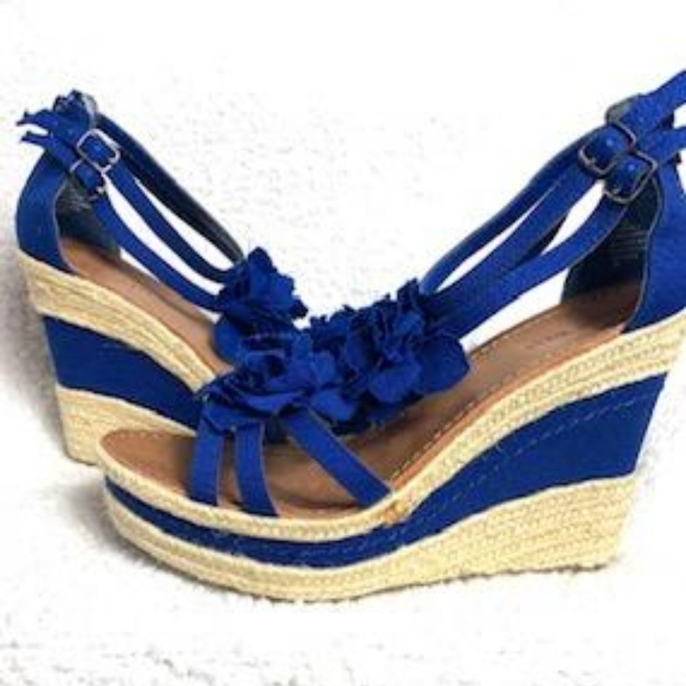 Nine West Beautiful Blue Wedged Espadrilles